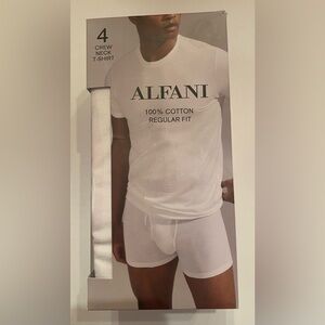 Alfani Men’s 4 Pack White Crew Neck Regular Fit T-Shirt Size Small NWT